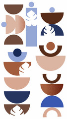 Abstract minimal op art, boho elements. Mid century vector set . Aesthetic contemporary geometric shapes. Design for your wall art, decoration, wallpaper.