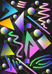 Geometric colorful  disco shapes background wallpaper
