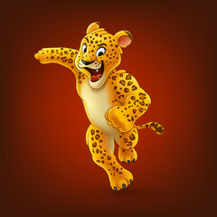 cheerful leopard cartoon mascot design - 688741710