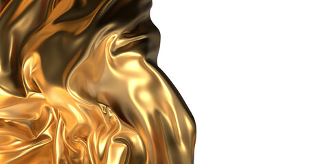 Golden Folds: Abstract 3D Gold Cloth Illustration with Mesmerizing Texture