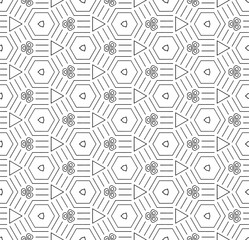 Black and white seamless abstract pattern. Background and backdrop. Grayscale ornamental design. Mosaic ornaments. Vector graphic illustration. EPS10.