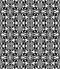 Black and white seamless abstract pattern. Background and backdrop. Grayscale ornamental design. Mosaic ornaments. Vector graphic illustration. EPS10.