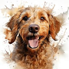 watercolor Goldendoodle clipart, Generative Ai