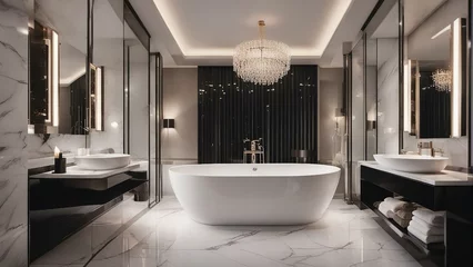 Fotobehang hotel bathroom, white glossy color, interior design   © abu