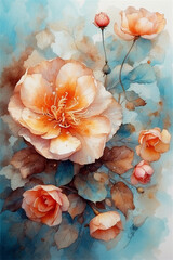 Obraz na płótnie Canvas watercolor background with flowers