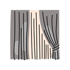 Curtains flat element. Interior decor. Vector isolated sign.