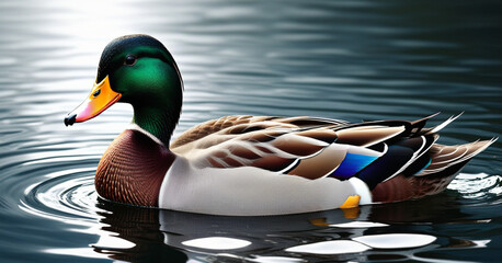 beautiful duck swimming