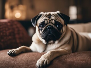 portrait of Pug at home
