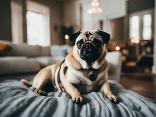 portrait of Pug at home

