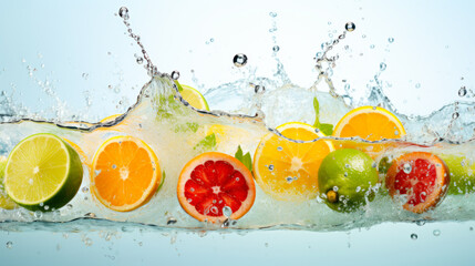 Water splash on fresh fruits bunch.