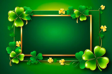 Happy Saint Patricks Day concept. St. Patrick's day symbols frame border. Greeting card, party invitation template or banner mockup.