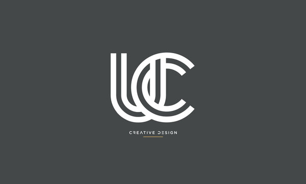 UC or CU Alphabet letters icon logo