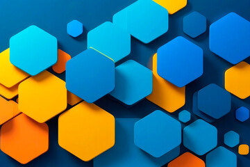 Abstract futuristic illustration background design in blue, yellow and orange colors.