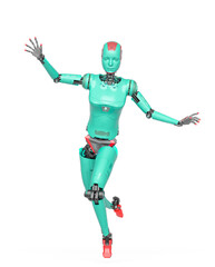 female cyborg is running