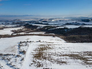 Aerial Winter view of Lyulin Mountain, Bulgaria