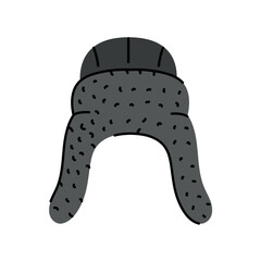 Ear hat flat element. Winter clothes. Vector isolated sign.