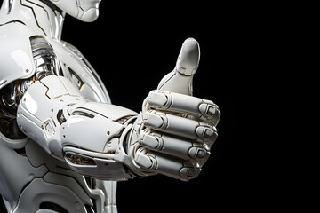 Fototapeta na wymiar Robotic hand with thumb up in a gesture of approval