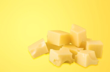 Cubic pieces of fresh delicious cheese
