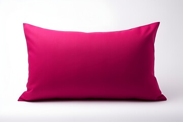 Pink velvet pillow on white background