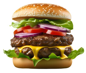 delicious hamburger on white background