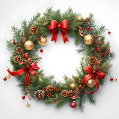 Christmas wreath with red ribbon and bow