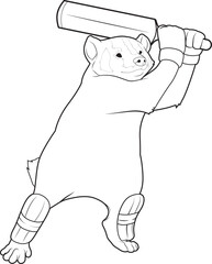 Badger Cricket Cricket bat Sports Animal Vector Graphic Art Illustration