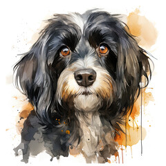 watercolor Havanese clipart, Generative Ai