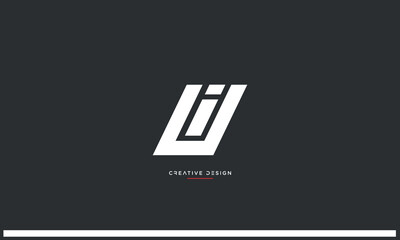 Alphabet letters UI or IU logo monogram