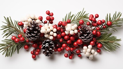 christmas wreath with red berries, generative ai