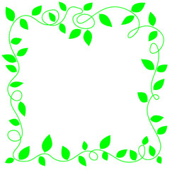 Vector frame drawn as a pattern of leaves on a white background
