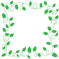 Fototapeta premium Vector frame drawn in doodle style in the form of a pattern of leaves on a white background