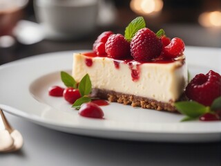 delicious Cheesecake in a plate at restaurant 
delicious Cheesecake in a plate at restaurant 


