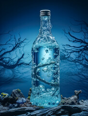 Symbolfoto, Flasche mit reinem natürlichem Bergquellwasser, Mineralwasser, Generative AI