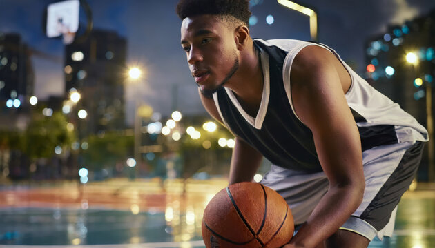 Male basketball player on the basketball court