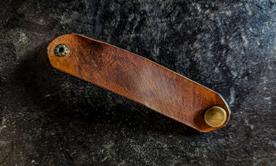 Handmade Leather Key Ring with Brass Snap 