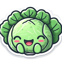 cabbage stickers, 2D cartoon style,