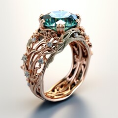 the stone ring is red gold with blue blue color,