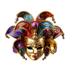 Ornate, bright, colorful carnival mask isolated on a white background