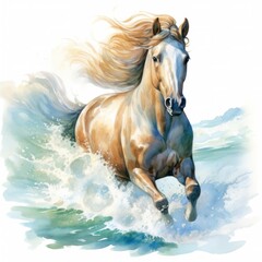 Fototapeta premium watercolor sea ​​Horse isolated on white