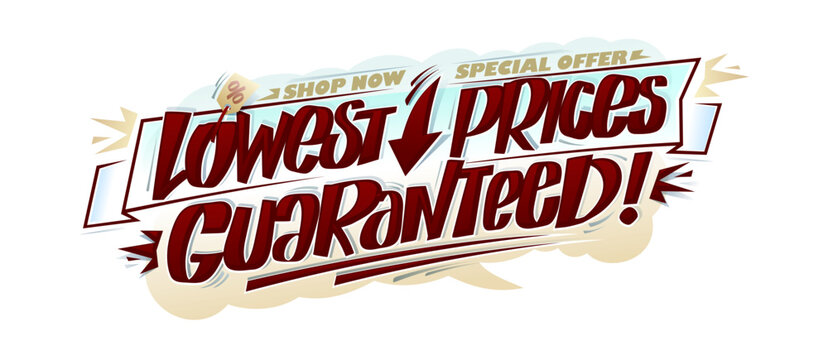 Lowest prices guaranteed, shop now, special offer web banner