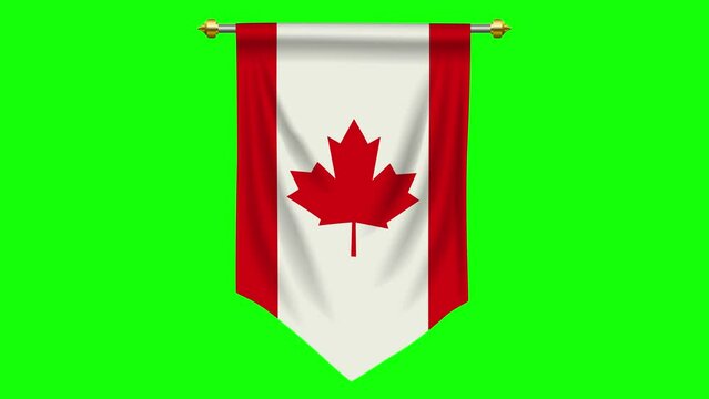 Canada flag or pennant isolated on green screen, motion graphics