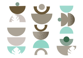 Abstract minimal op art, boho elements. Mid century vector set . Aesthetic contemporary geometric shapes. Design for your wall art, decoration, wallpaper.