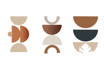 Abstract minimal op art, boho elements. Mid century vector set . Aesthetic contemporary geometric shapes. Design for your wall art, decoration, wallpaper.