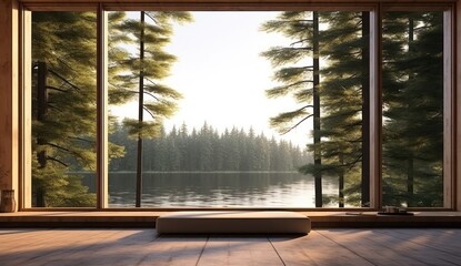 a big window with trees in the background meditation