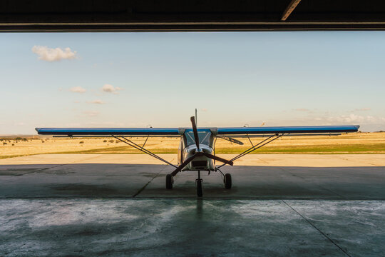 Aircraft at Rest in Hangar against clear sky
