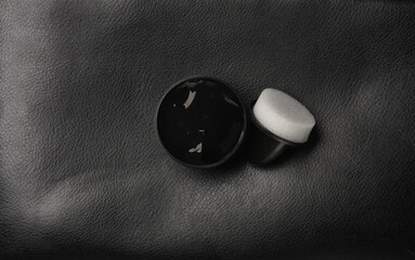 Shoe polish on leather surface