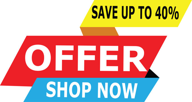 Offer, Save Up to 40%  banner template. Vector illustration stock illustration