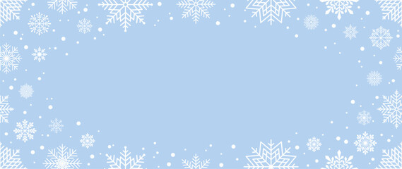 Winter background with snowflakes and snow. Vector illustration for cover, banner, poster, web and packaging.