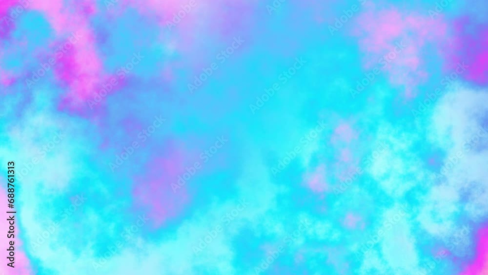 Aufkleber Seamless abstract psychedelic wavy background for loop playback. 4k video. Cloudy nebula background. Natural pastel colors.