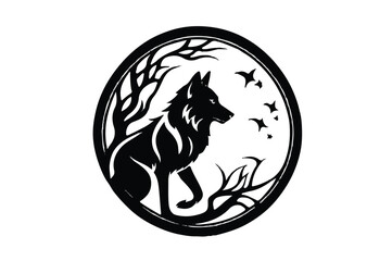 Wolf logo. black wolf logo vector illustration, Design element for logo, poster, card, banner, emblem, t shirt. Vector illustration .Wolf illustration. - obrazy, fototapety, plakaty